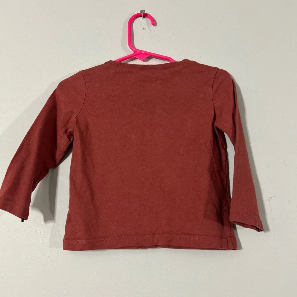 OshKosh Originals Toddler Girls Long Sleeve Shirt‎ 18 Months Brown Heart Love